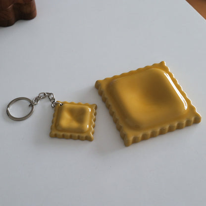 Ceramic Ravioli Keychain